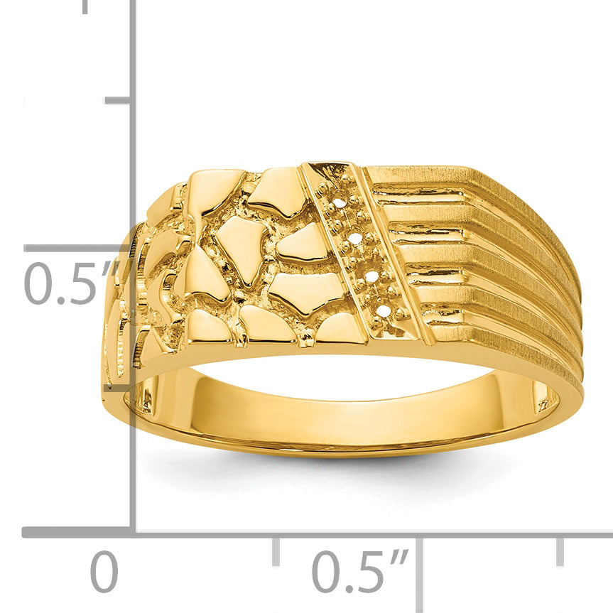 14k Mens Diamond Nugget Ring Mounting, Mounting Only - Sophia Jewelers
