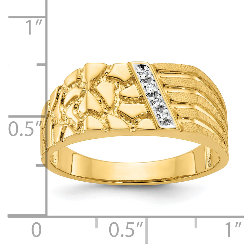 14k Mens Diamond Nugget Complete Ring - Sophia Jewelers