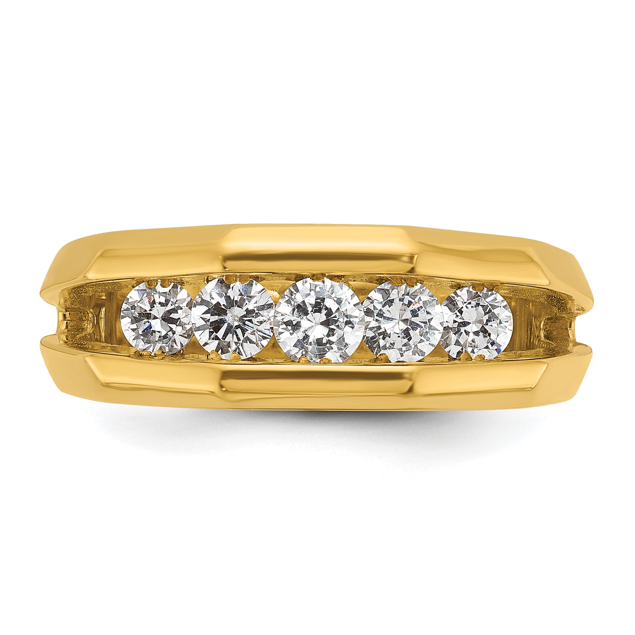 14k Mens Polished Channel-set 5-Stone 3/4 Carat AA Quality Diamond Ring - Sophia Jewelers