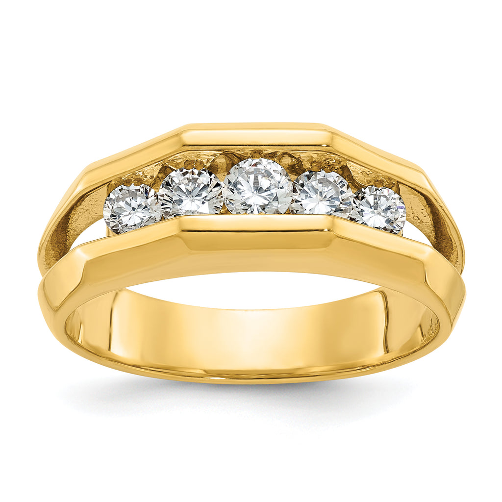 14k Mens Polished Channel-set 5-Stone 3/4 Carat AA Quality Diamond Ring - Sophia Jewelers