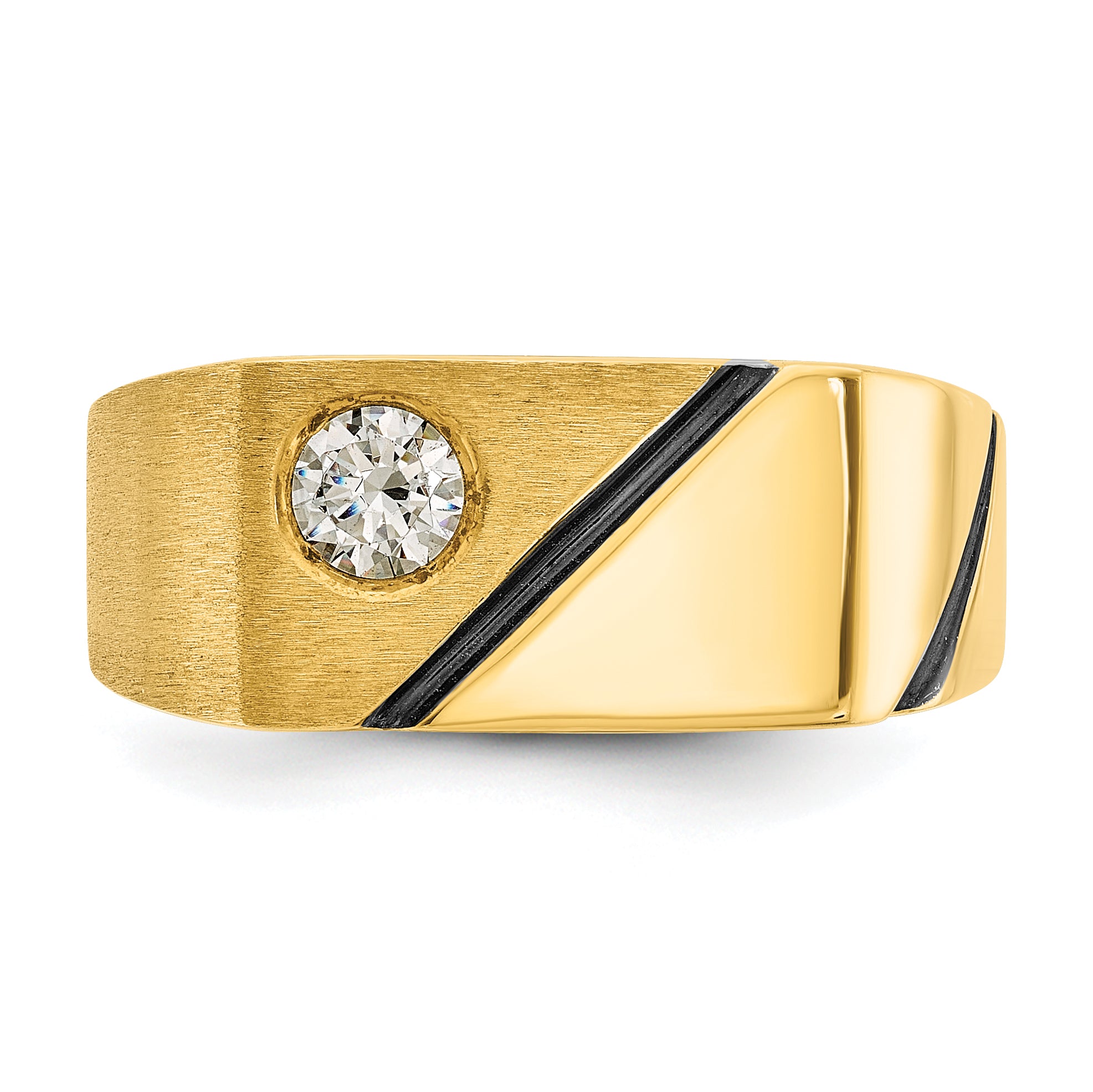 14k with Black Rhodium Mens Polished and Satin 1/4 carat Diamond Complete Ring - Sophia Jewelers