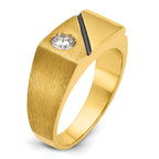 14k with Black Rhodium Mens Polished and Satin 1/4 carat Diamond Complete Ring - Sophia Jewelers