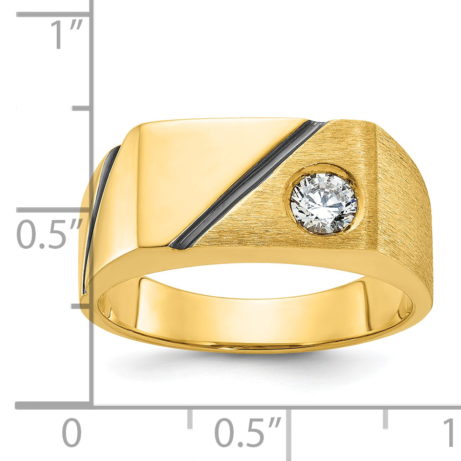 14k Mens Polished and Satin Diamond Signet Ring Mounting, Mounting Only - Sophia Jewelers