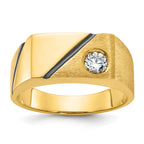 14k Mens Polished and Satin Diamond Signet Ring Mounting, Mounting Only - Sophia Jewelers