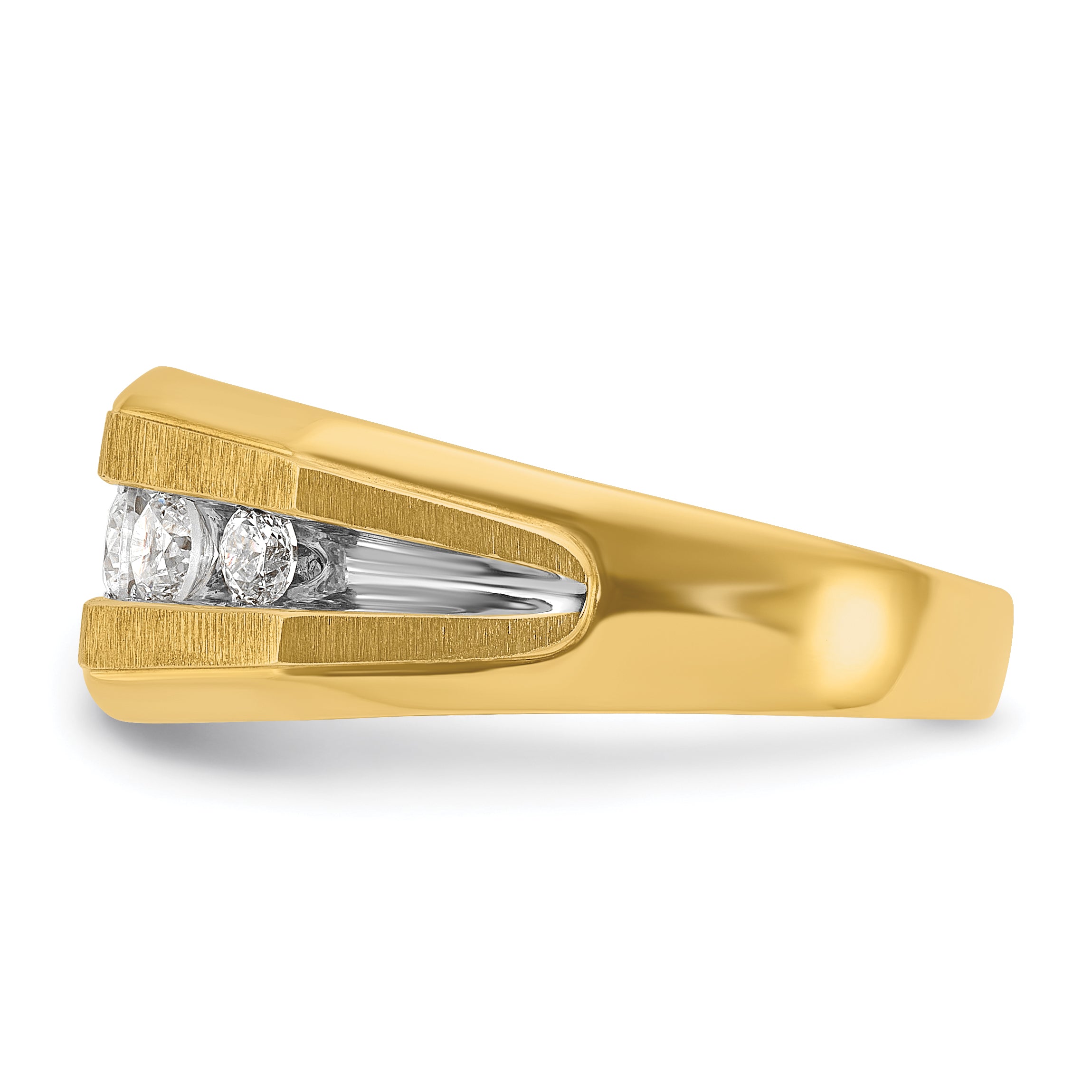 14k with White Rhodium Men's Polished and Satin 5-Stone 1/2 Carat AA Quality Diamond Ring