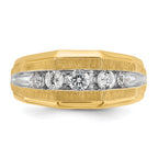 14k with White Rhodium Men's Polished and Satin 5-Stone 1/2 Carat AA Quality Diamond Ring
