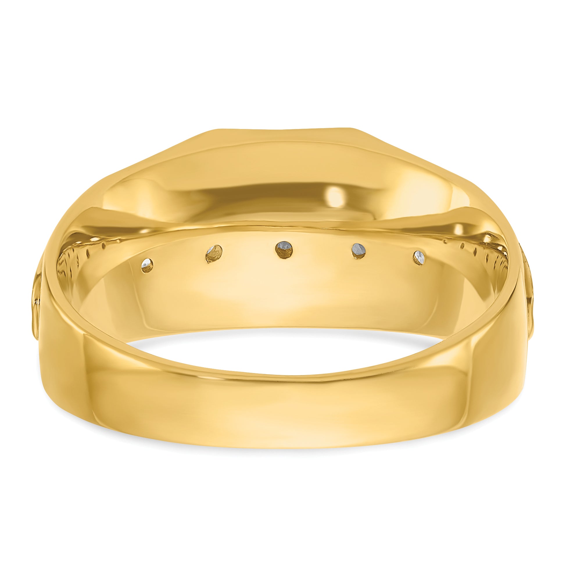 14k with White Rhodium Men's Polished and Satin 5-Stone 1/2 Carat AA Quality Diamond Ring