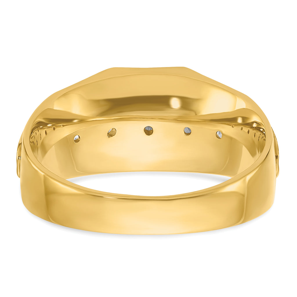 14k with White Rhodium Men's Polished and Satin 5-Stone 1/2 Carat AA Quality Diamond Ring