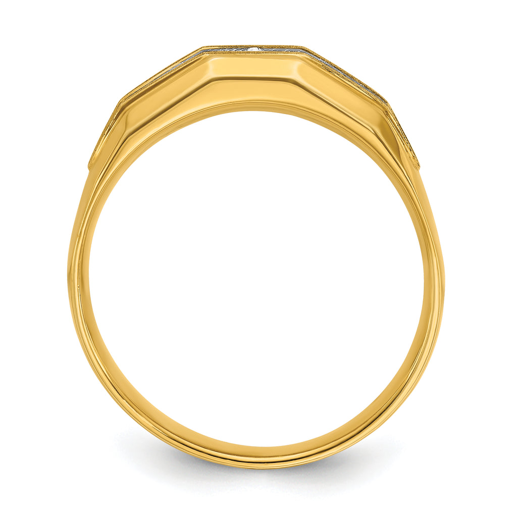 14k with White Rhodium Men's Polished and Satin 5-Stone 1/4 Carat AA Quality Diamond Ring