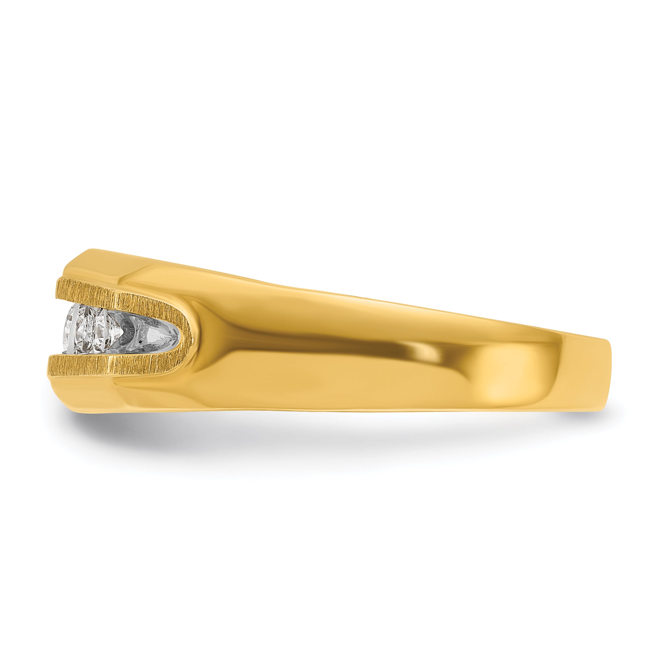 14k with White Rhodium Men's Polished and Satin 5-Stone 1/4 Carat AA Quality Diamond Ring