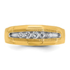 14k with White Rhodium Men's Polished and Satin 5-Stone 1/4 Carat AA Quality Diamond Ring