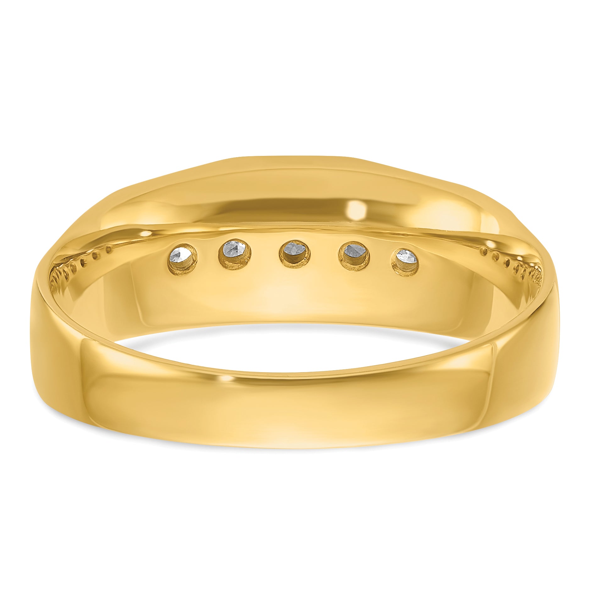 14k with White Rhodium Men's Polished and Satin 5-Stone 1/4 Carat AA Quality Diamond Ring