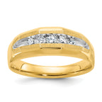 14k with White Rhodium Men's Polished and Satin 5-Stone 1/4 Carat AA Quality Diamond Ring