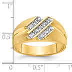 10k Men's Polished Satin and Grooved 1/4 Carat A Quality Diamond Ring