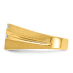 14k Mens Polished Satin and Grooved Ring Mounting, Mounting Only - Sophia Jewelers