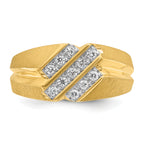 14k Mens Polished Satin and Grooved Ring Mounting, Mounting Only - Sophia Jewelers