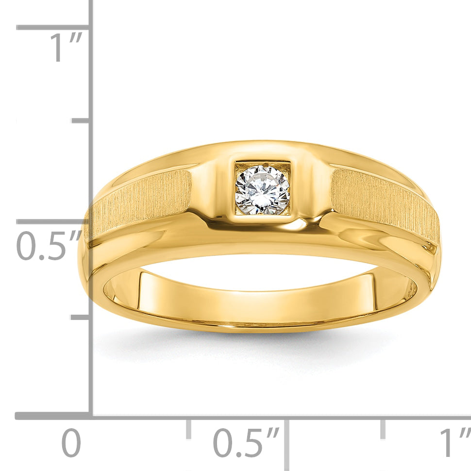 10k Men's Polished and Satin Diamond Complete Ring
