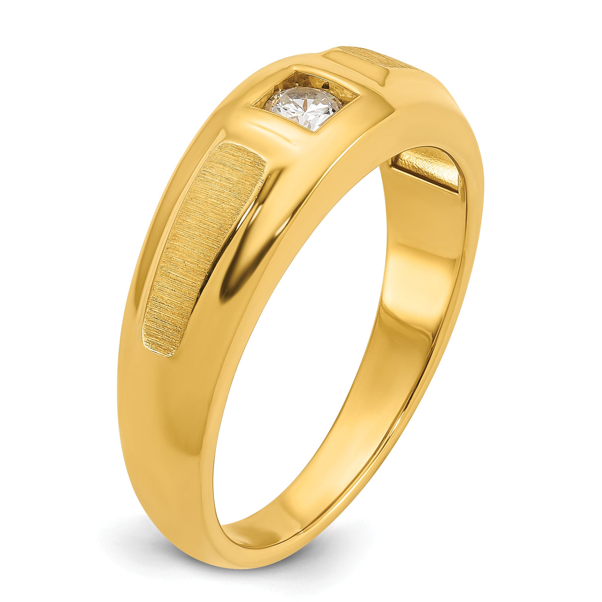 14k Mens Polished and Satin Diamond Ring Mounting, Mounting Only - Sophia Jewelers