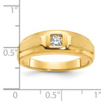 14k Mens Polished and Satin 1/6 carat Diamond Complete Ring - Sophia Jewelers