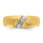 14k Men's Polished and Satin 3-Stone 1/4 Carat AA Quality Diamond Ring