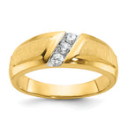 14k Men's Polished and Satin 3-Stone 1/4 Carat AA Quality Diamond Ring