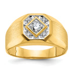 10k Men's Polished and Satin Diamond Complete Ring
