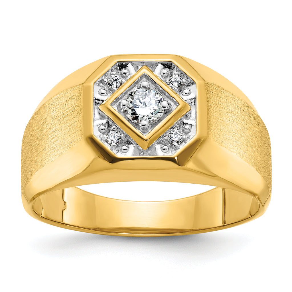 14k Mens Polished and Satin Diamond Ring Mounting, Mounting Only - Sophia Jewelers