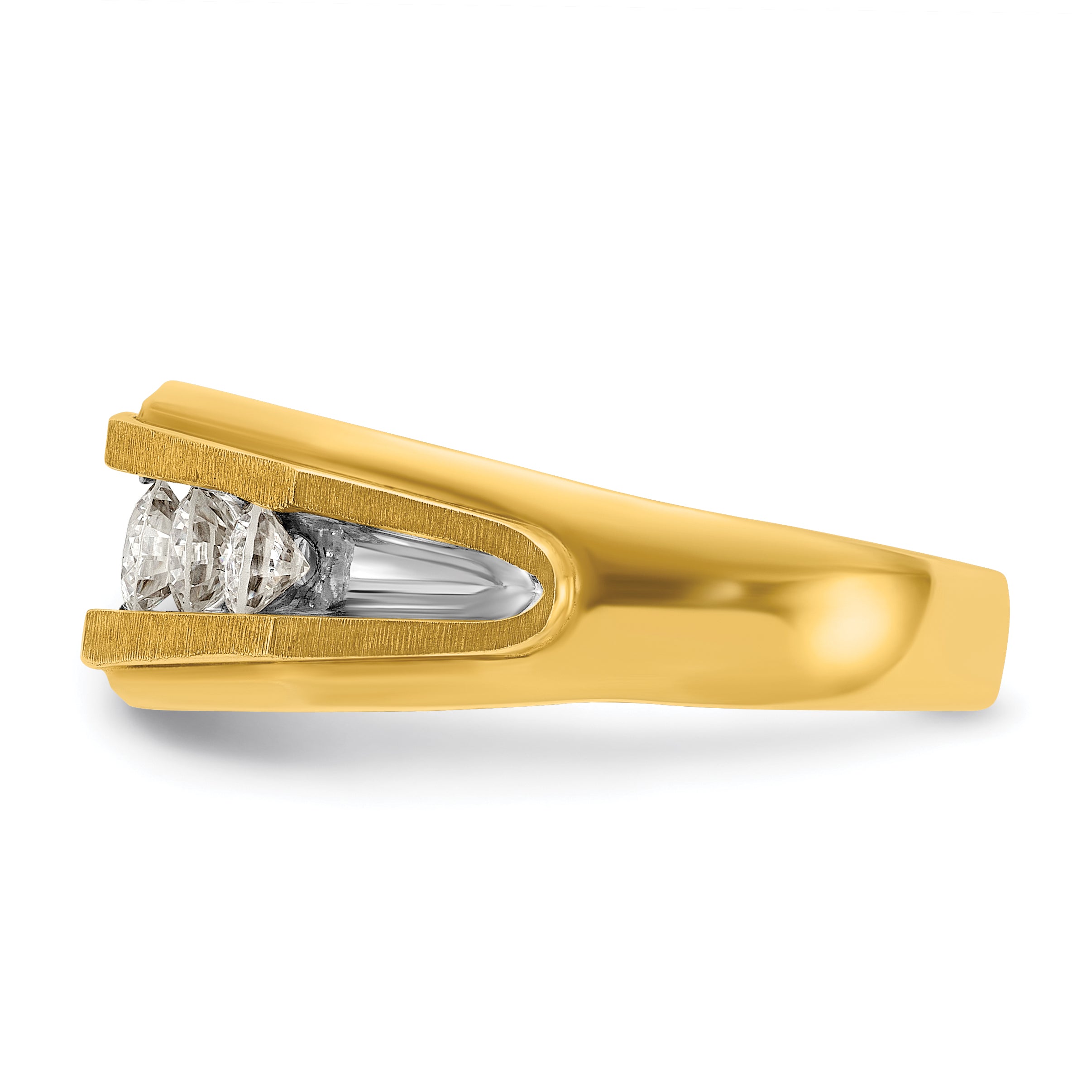 14k with White Rhodium Men's Polished and Satin 5-Stone 1 Carat AA Quality Diamond Ring