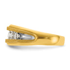 14k with White Rhodium Men's Polished and Satin 5-Stone 1 Carat AA Quality Diamond Ring