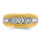 14k with White Rhodium Men's Polished and Satin 5-Stone 1 Carat AA Quality Diamond Ring