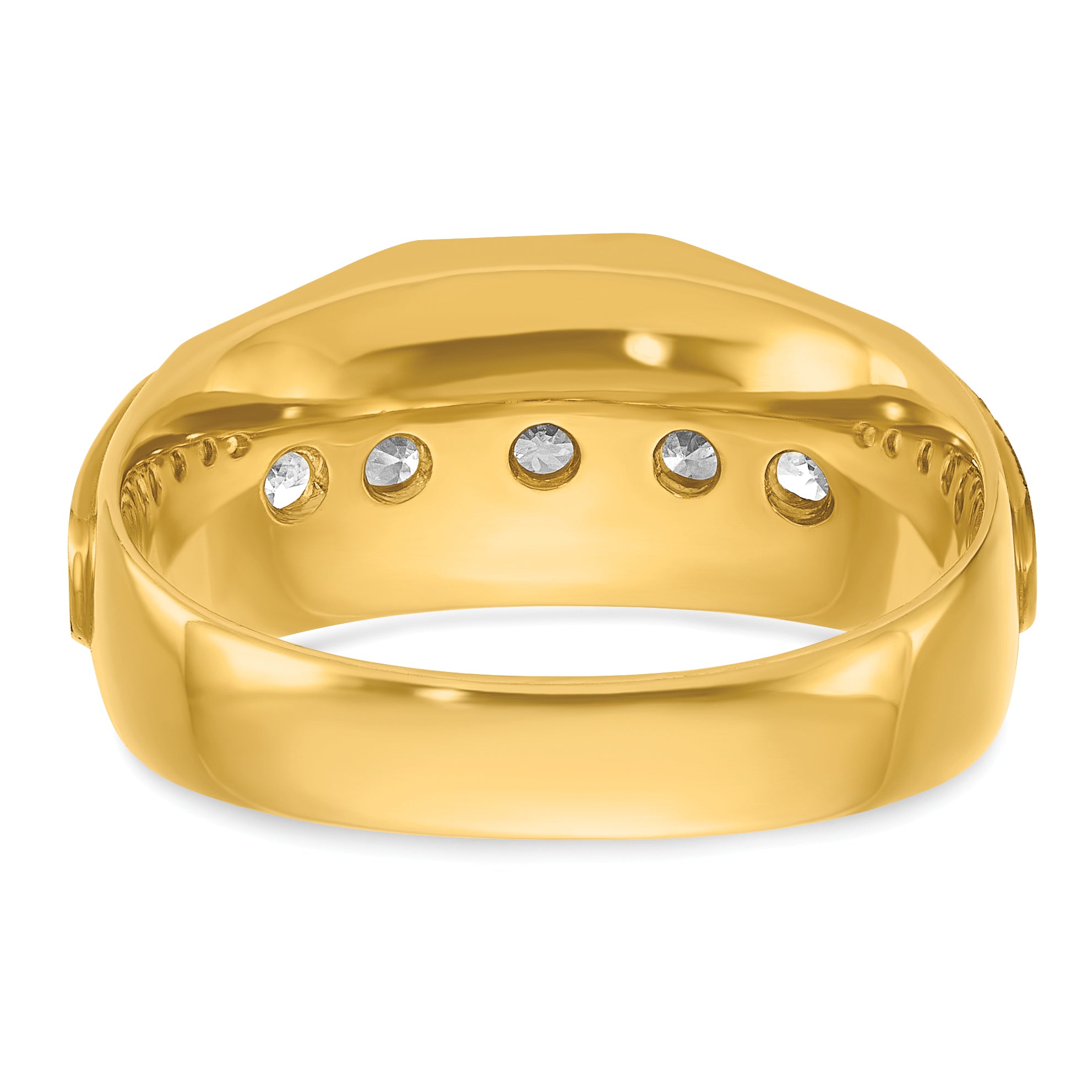 14k with White Rhodium Men's Polished and Satin 5-Stone 1 Carat AA Quality Diamond Ring