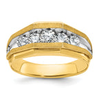 14k with White Rhodium Men's Polished and Satin 5-Stone 1 Carat AA Quality Diamond Ring