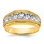 14k with White Rhodium Men's Polished and Satin 5-Stone 1 Carat AA Quality Diamond Ring