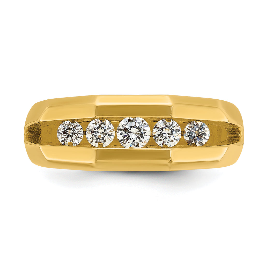 14k Mens Polished Channel-set 5-Stone Ring Mounting, Mounting Only - Sophia Jewelers