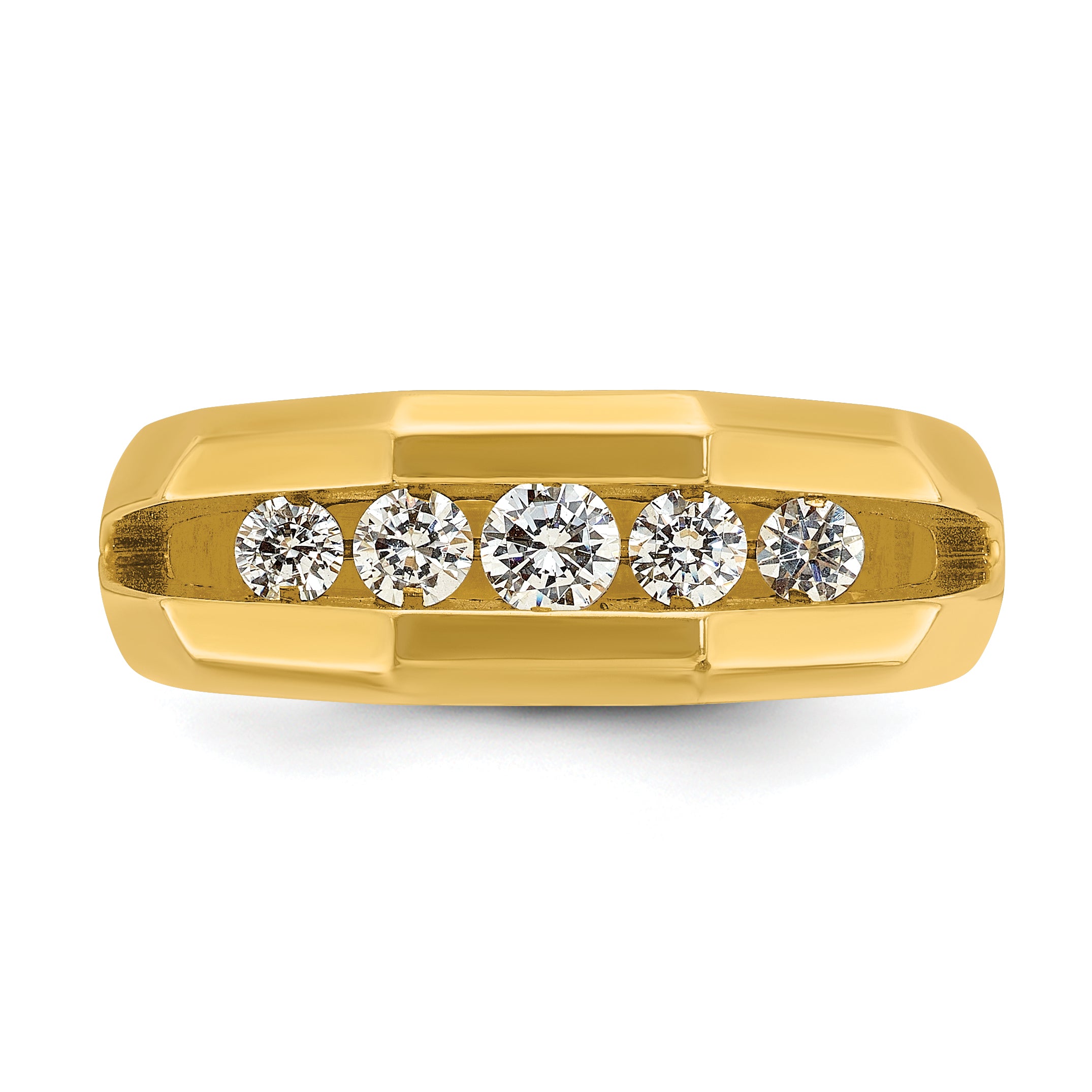 14k Mens Polished Channel-set 5-Stone Ring Mounting, Mounting Only - Sophia Jewelers