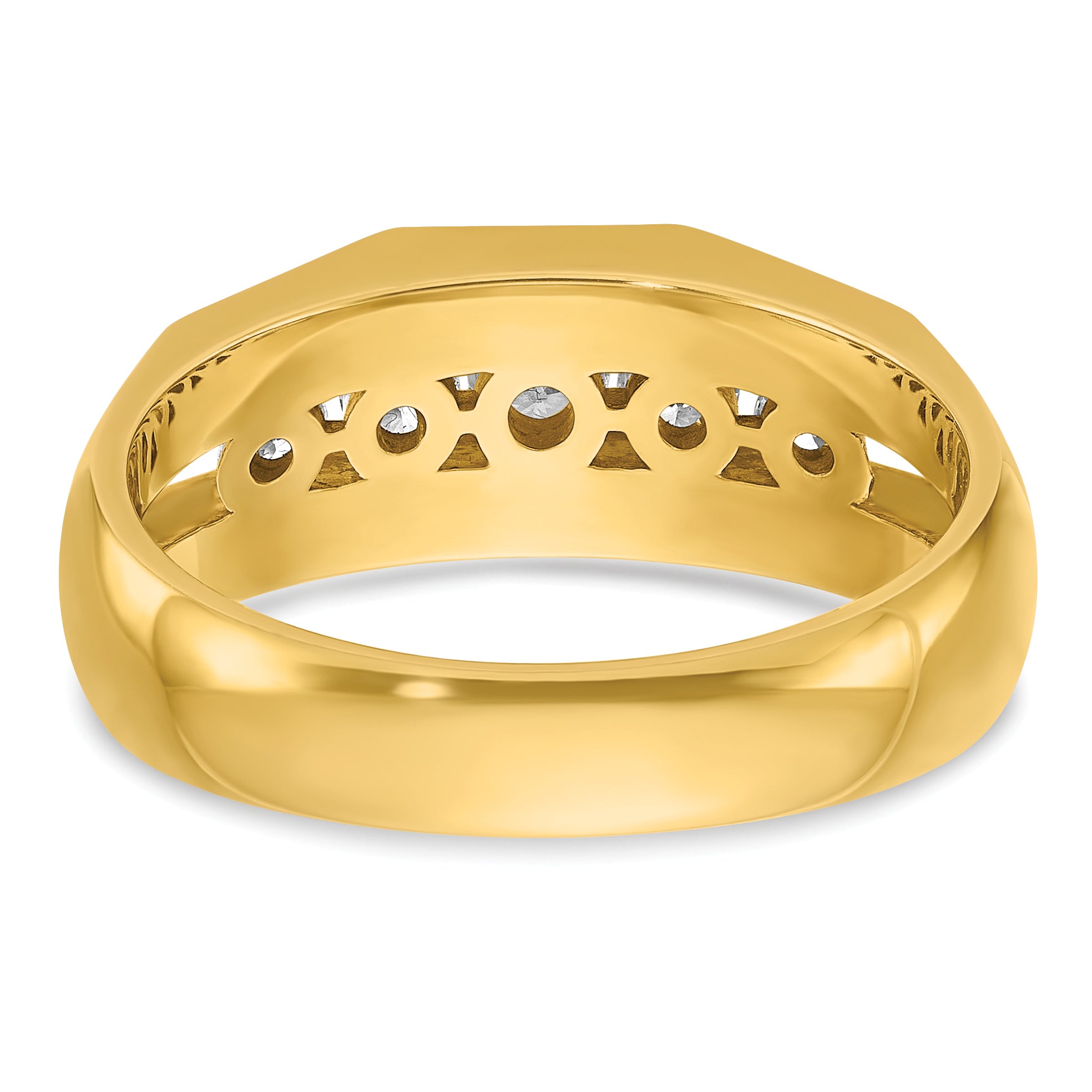 14k Mens Polished Channel-set 5-Stone Ring Mounting, Mounting Only - Sophia Jewelers