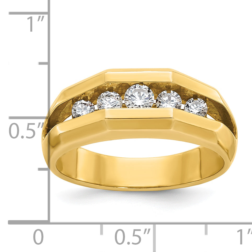 14k Mens Polished Channel-set 5-Stone Ring Mounting, Mounting Only - Sophia Jewelers