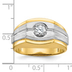 10k Two-tone Men's Polished and Satin Diamond Complete Ring