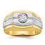 10k Two-tone Men's Polished and Satin Diamond Complete Ring