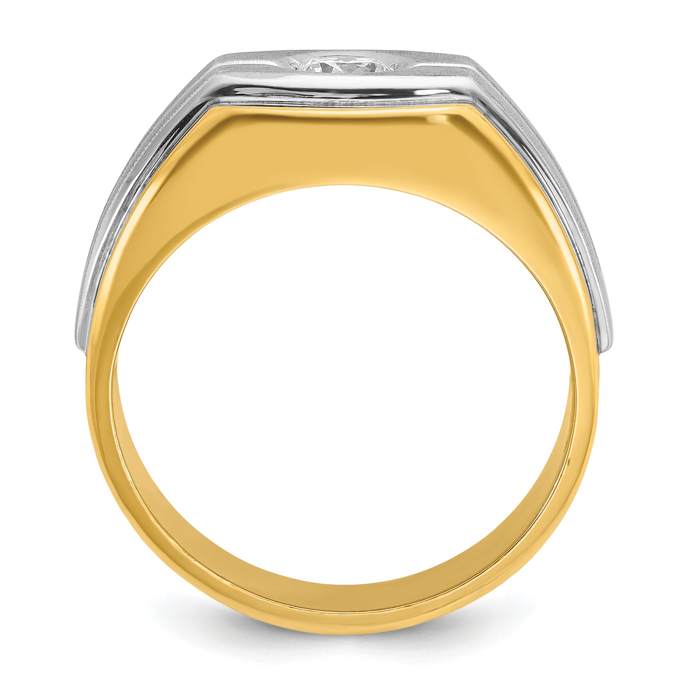 14k Two-tone Men's Polished and Satin Lab Grown VS/SI FGH Dia Rin - Sophia Jewelers