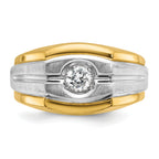 14k Two-tone Mens Polished and Satin 1/3 carat Diamond Complete Ring - Sophia Jewelers