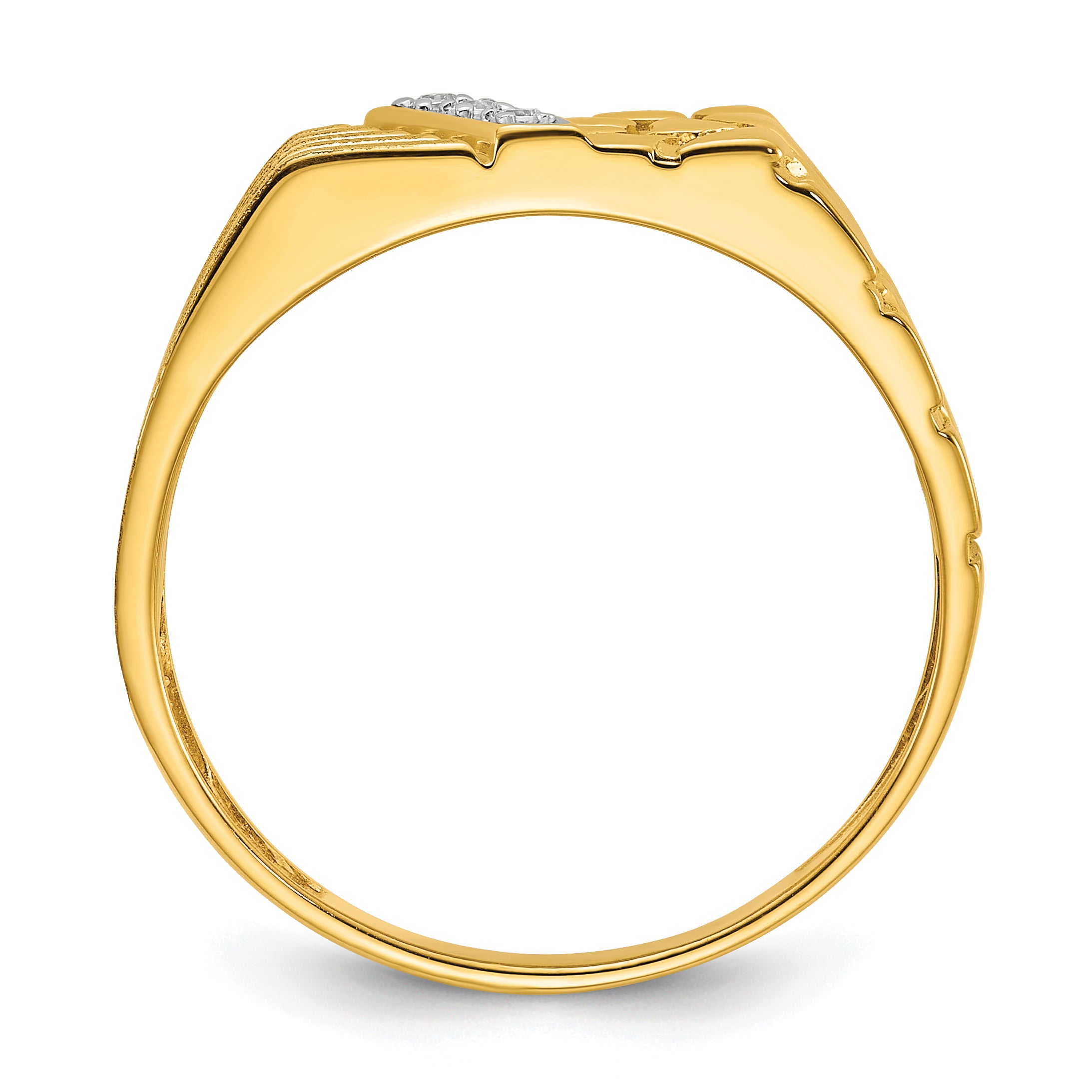 14k .02 carat Lab Grown Diamond VS/SI+ G+ Complete Textured Men's Nugget Ring Main image