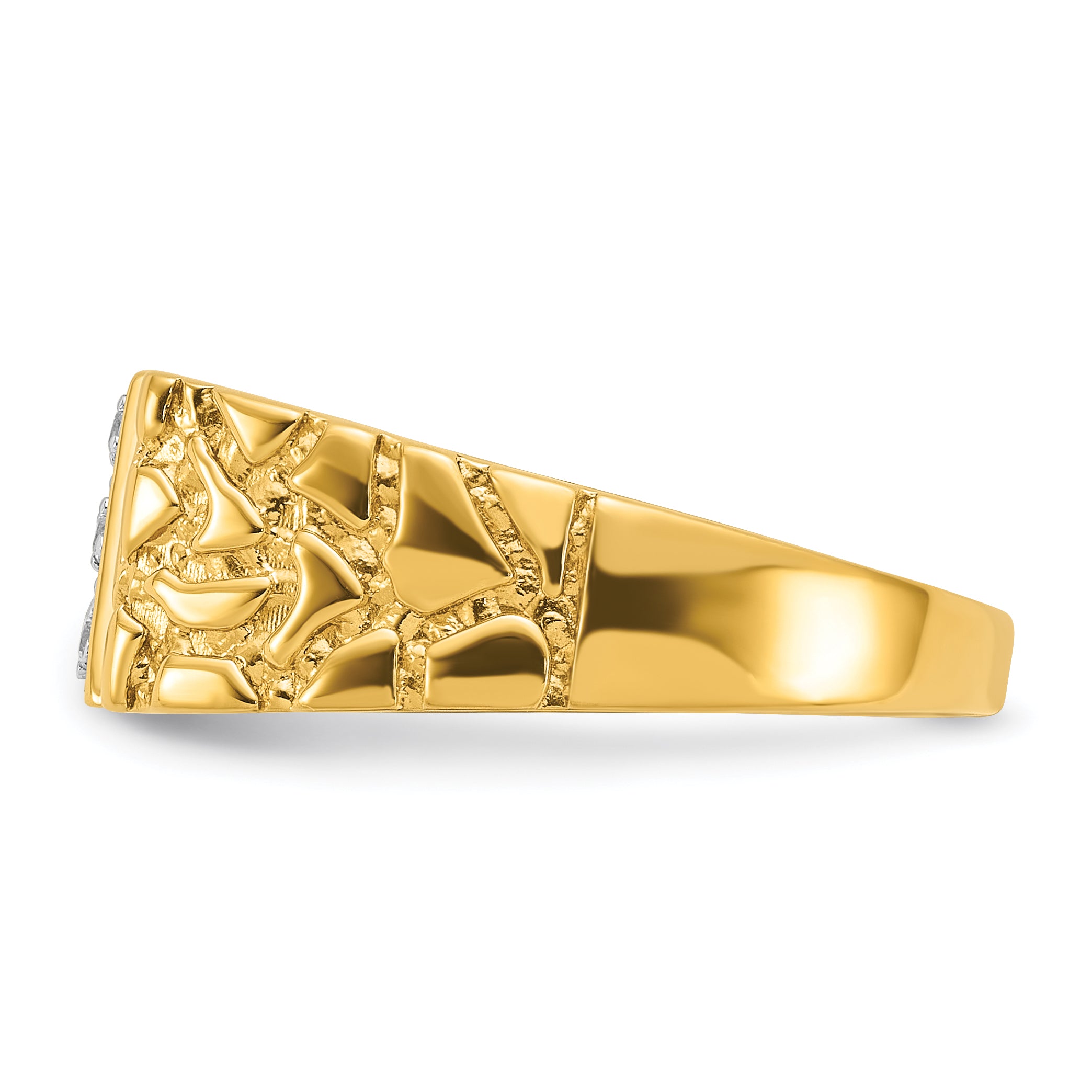 14k .02 carat Lab Grown Diamond VS/SI+ G+ Complete Textured Men's Nugget Ring Secondary image