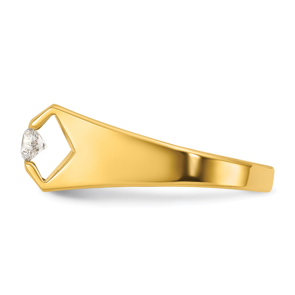 14k Mens Polished 1/4 Carat AA Diamond Ring - Sophia Jewelers