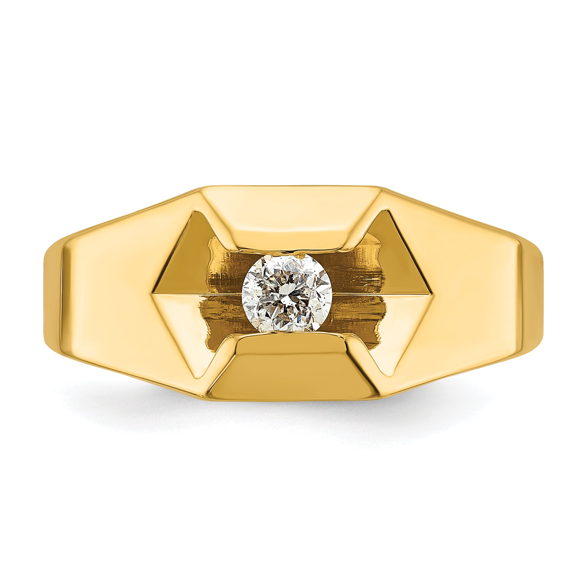 14k Mens Polished 1/4 Carat AA Diamond Ring - Sophia Jewelers