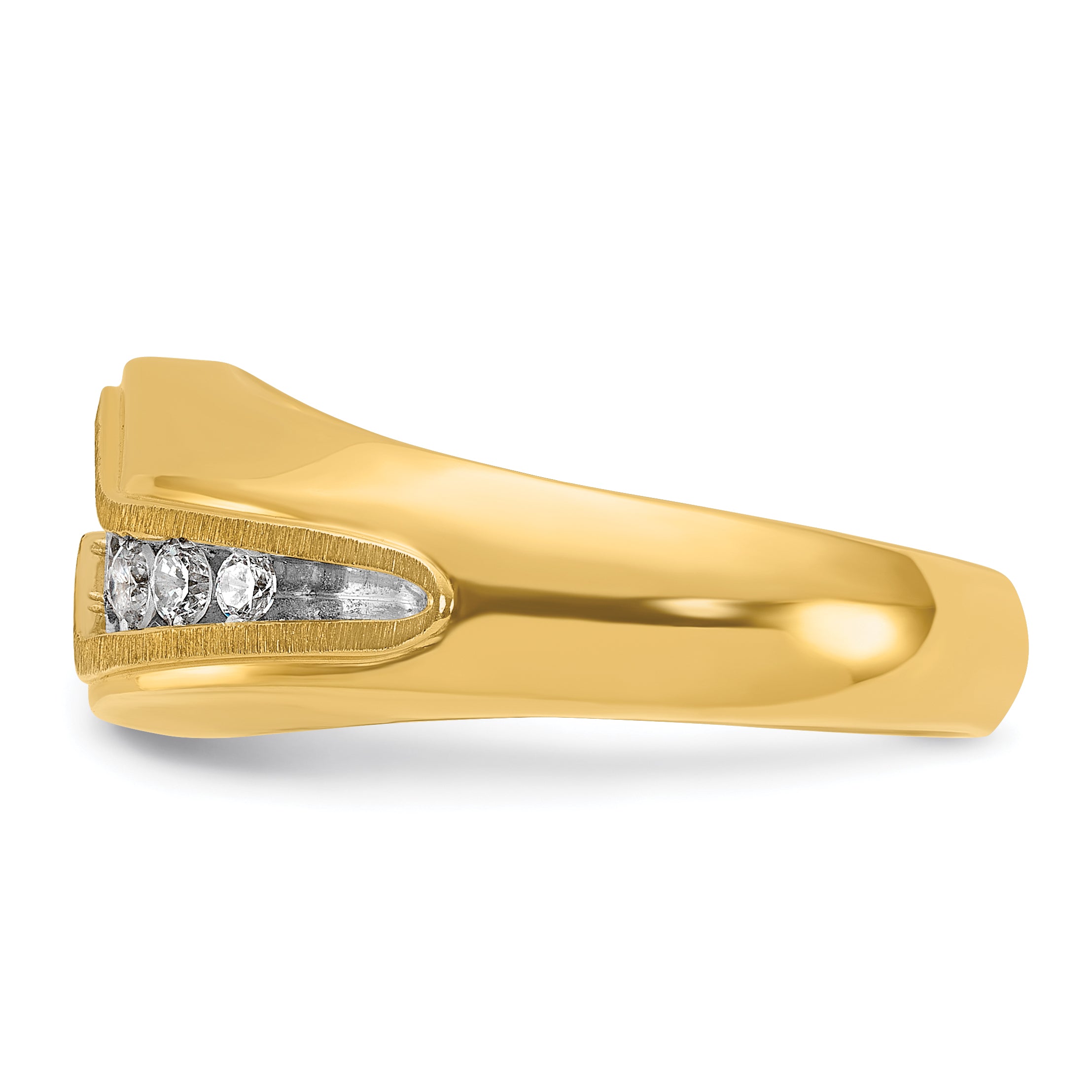 14k Mens Polished and Satin Ring Mounting, Mounting Only - Sophia Jewelers