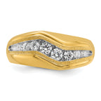 14k with White Rhodium Men's Polished and Satin 1/2 Carat AA Quality Diamond Ring - Sophia Jewelers