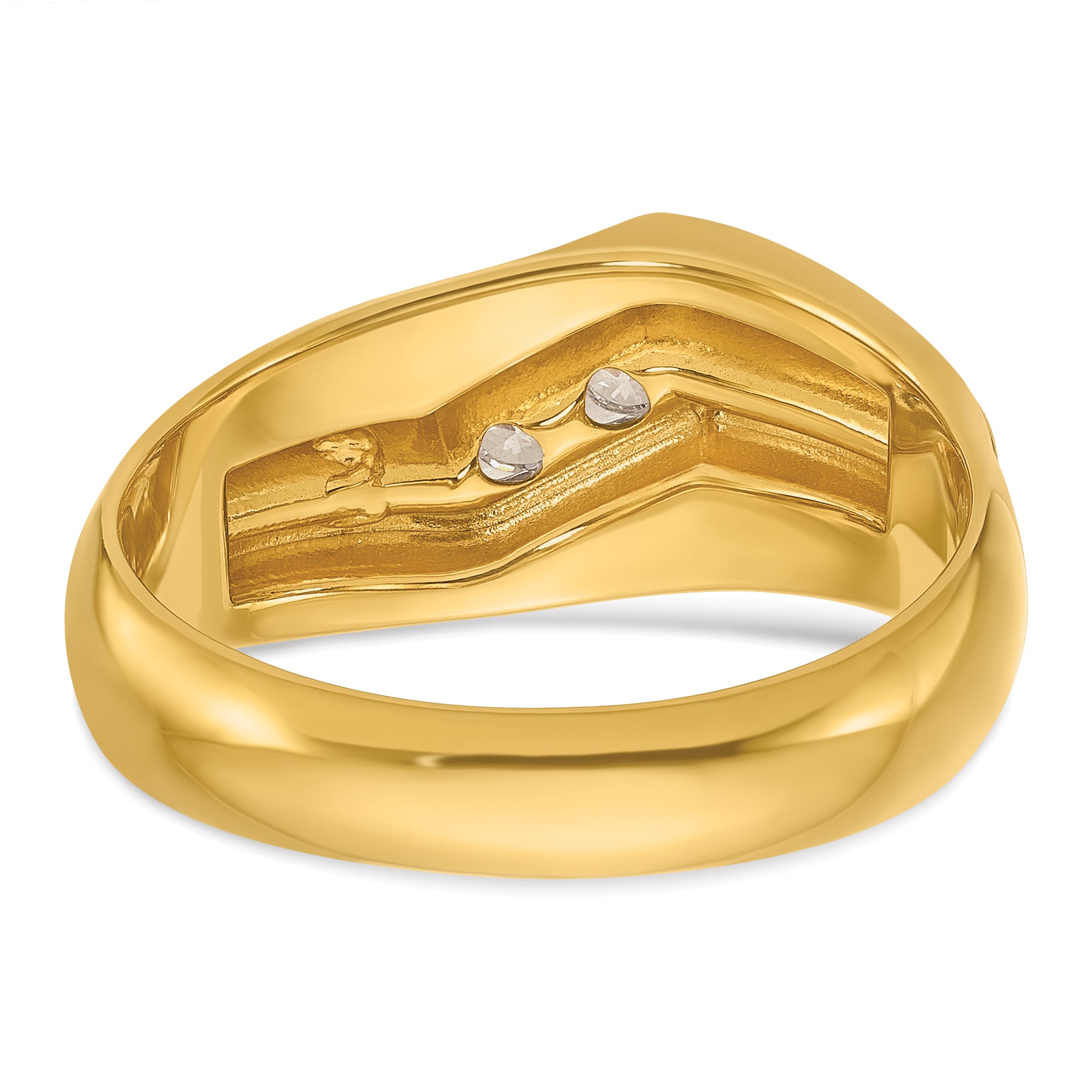 14k with White Rhodium Men's Polished and Satin 1/2 Carat AA Quality Diamond Ring - Sophia Jewelers