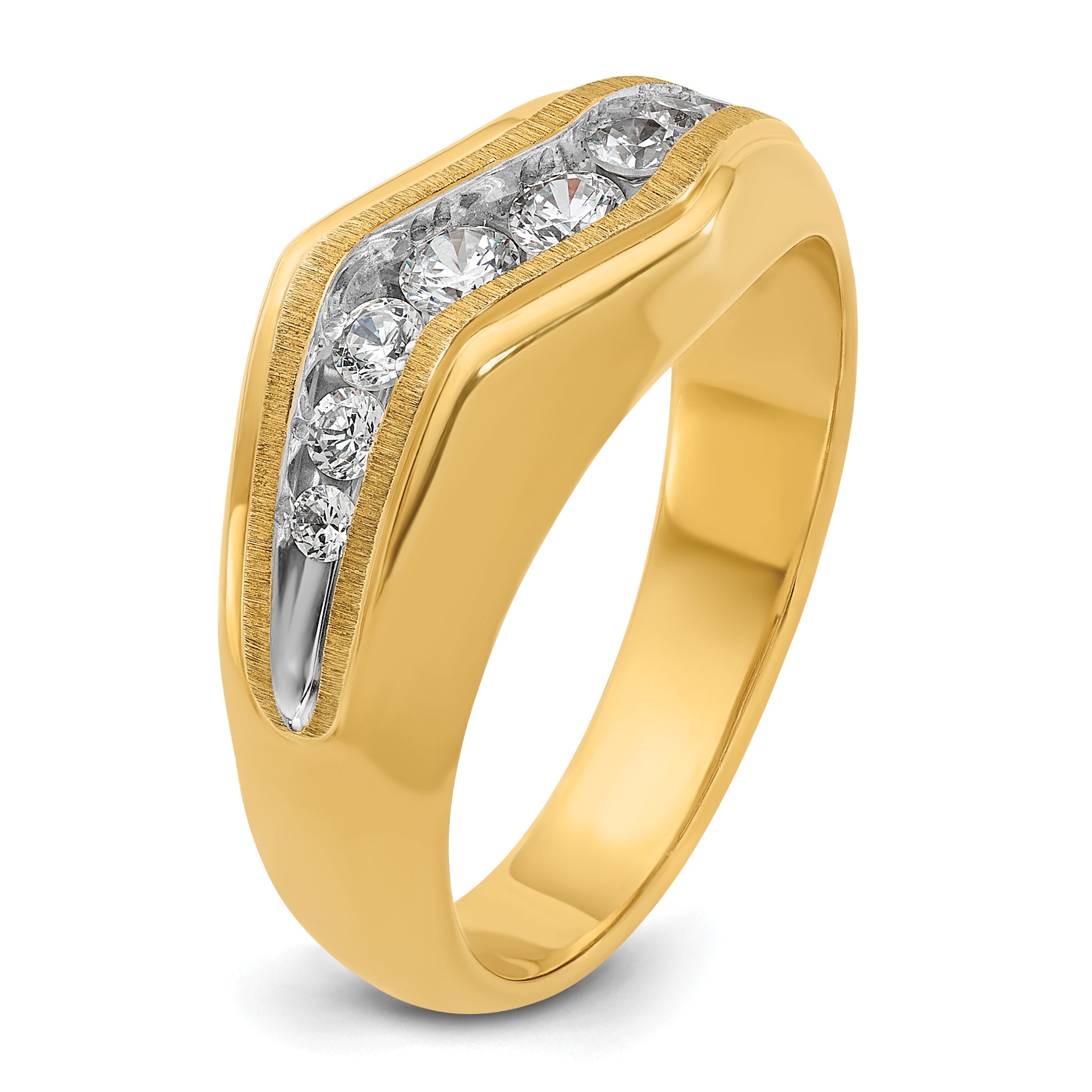 14k Mens Polished and Satin Ring Mounting, Mounting Only - Sophia Jewelers