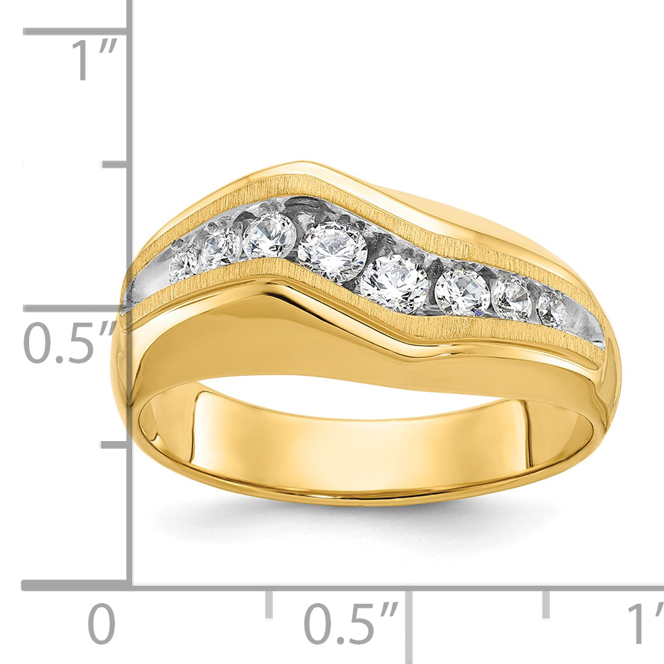 14k with White Rhodium Men's Polished and Satin 1/2 Carat AA Quality Diamond Ring - Sophia Jewelers